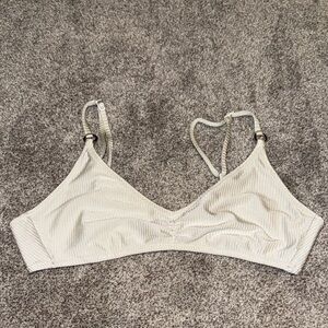 aerie Ribbed white Shine Bikini with Adjustable Straps
